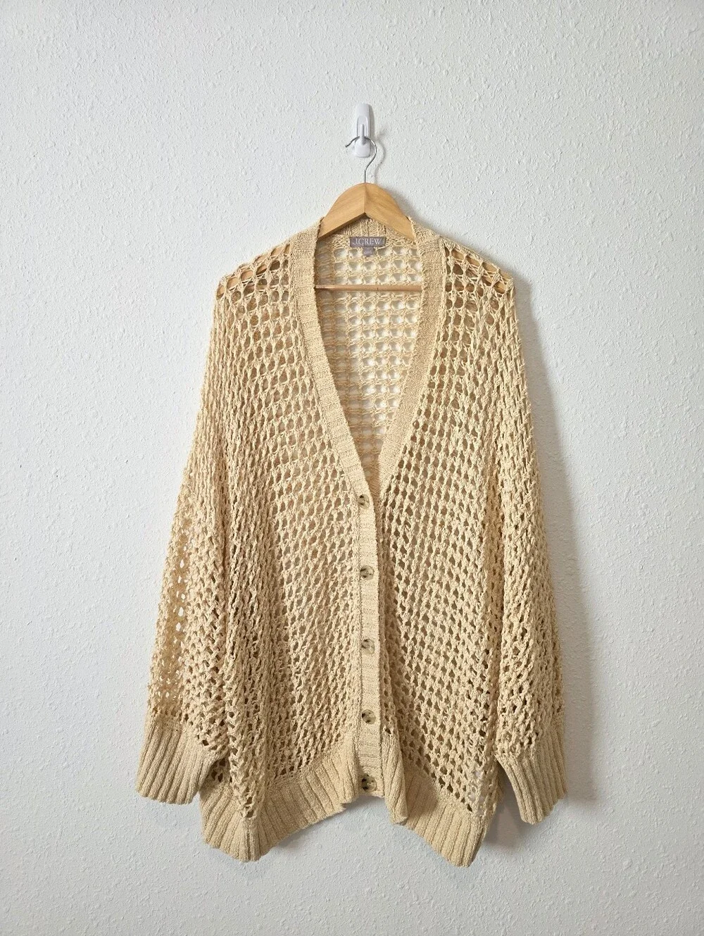 J.Crew Open Knit Cotton Blend Cardigan 3X
